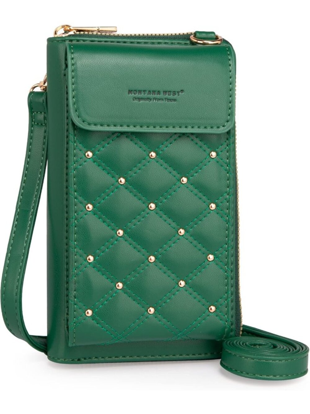 Montana West Women's Green Leather Cell Phone Adjustable strap Crossbody Bags